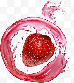 飞溅的草莓果汁