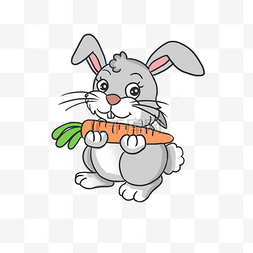 吃萝卜兔子图片_小白兔吃萝卜手绘卡通元素