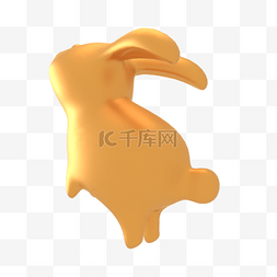 兔年大吉金色元素图片_3DC4D立体兔年金色兔子