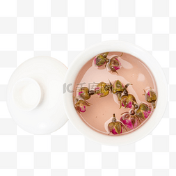 中式茶饮图片_俯拍角度金边玫瑰玫瑰花茶