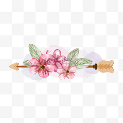 手绘粉色花朵插画图片_桃花箭粉色水彩图片