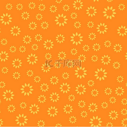 橙色太阳花图片_无缝图案背景现代抽象和古典古董