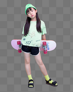 儿童运动会项目图片_运动休闲酷炫滑板体育人像