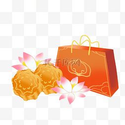 礼品包装盒图标图片_中秋中秋节节日月饼礼盒和莲花