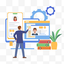招募代理商图片_矢量扁平风在线招聘网络招聘招人