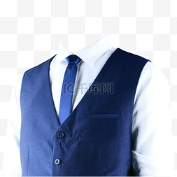 白蓝衣服图片_摄影图有领带白衬衫蓝马甲