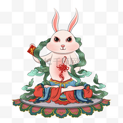 兔年国潮中国风兔子祈福