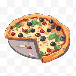 扁平插画手绘免抠元素披萨