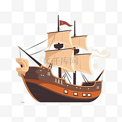 帆船插画图片_卡通手绘船只帆船