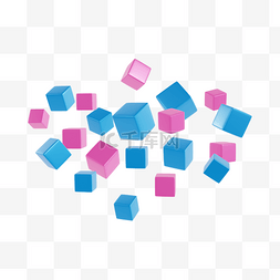 多个彩色图片_3DC4D立体蓝紫色多个方块