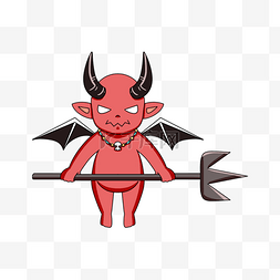 卡通红色恶魔小孩撒旦