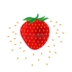 新鲜水果白色图片_草莓水果图标白色背景上草莓果健