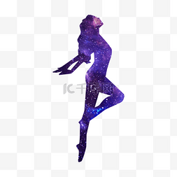 单人剪影紫色星空人物跳舞