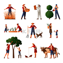 农村人图片_一组平面图标上面有务农人员包括