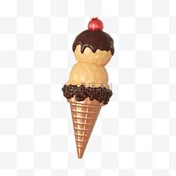 小暑图片_3DC4D立体巧克力冰淇淋