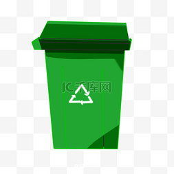 工具清洁图片_绿色可回收垃圾桶
