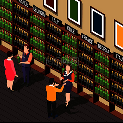赤霞珠红葡萄酒图片_等距的葡萄酒店组成与酒精商店内
