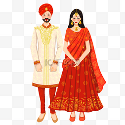 印度纱丽图片_礼貌站立着的印度婚礼人物
