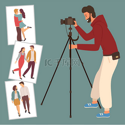 照相机和照片图片_爱情故事照片、摄影师和照相机在