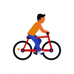 红色自行车的自行车手，彩色矢量