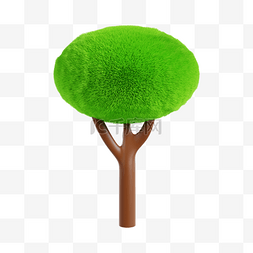 大树3D图片_3DC4D立体绿色毛绒树木