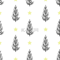 冬天纹理图片_矢量图无缝模式圣诞树。