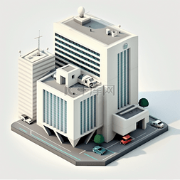 城市街道图片_3D现代城市建筑元素