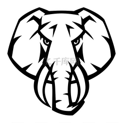 非洲草原野生动物图片_吉祥物程式化的大象头。