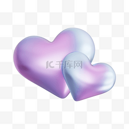 情人节立体心图片_C4D3D酸性桃心紫色立体桃心爱心
