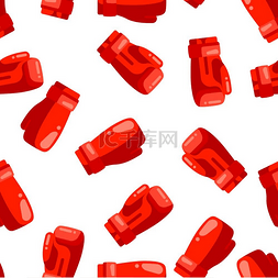 红色的拳击手套图片_与平面样式的拳击手套的无缝模式