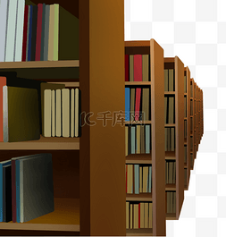 单层书架图片_学校图书馆学习图书书架