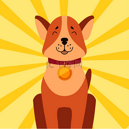 宠物可爱小狗PNG图片_高贵的秋田犬，脖子上挂着金牌。