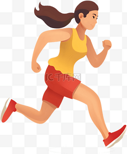 卡通人物慢跑跑步体育