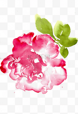 水墨水彩花朵图片_红色的牡丹花水墨水彩花朵