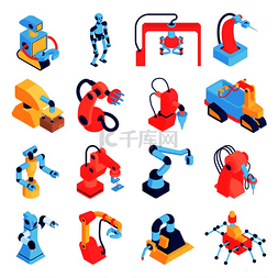 机器人类图片_具有不同体形的机器人和机器人手