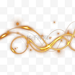 金色线条波浪曲线抽象光效波浪