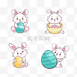 彩蛋组合图片_复活节可爱兔子彩蛋