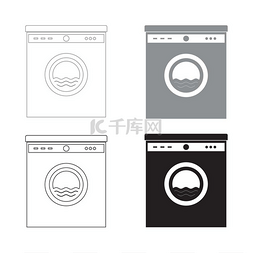 洗衣机洗衣图片_洗衣机黑灰配色设置图标.. 洗衣机