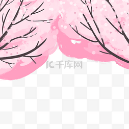天蓬图片_手绘春季旅游粉红色的花朵树冠插