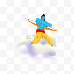 人物画作图片_云雾中射箭的印度拉玛节人物