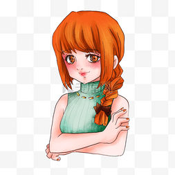 日本动漫橙色头发女孩人物形象