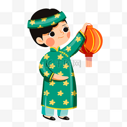 越南春节拿着灯笼的女孩