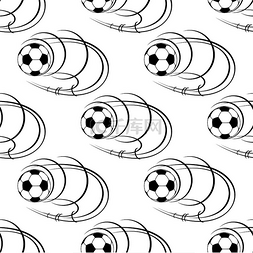 旋转的足球图片_无缝图案配有飞行的足球和旋转的