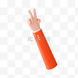 手ok的手势图片_橙色C4D立体卡通YES手势