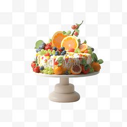 多种水果奶油生日蛋糕