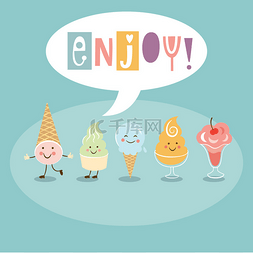 clip图片_Funny Ice Cream ,enjoy  lettering.