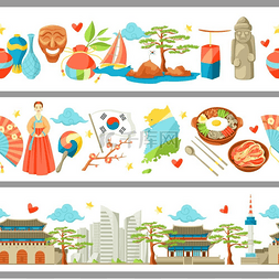 韩国无缝边界韩国传统符号和物品