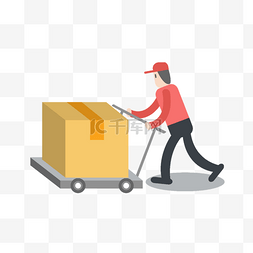 货物运输组图图片_平板车运输货物插画