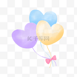 三个水彩庆祝气球