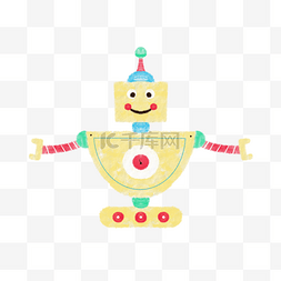 可爱机器人图标图片_机器人水彩卡通黄色